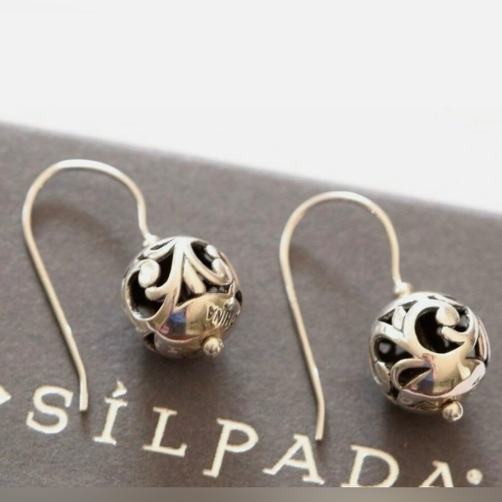SilpadaSterling Silver Filigree Ball Drop Earrings 925 “Simple Delight” Retired